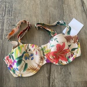 New Zimmerman Tropicana balconette swim top sz 0 C/D